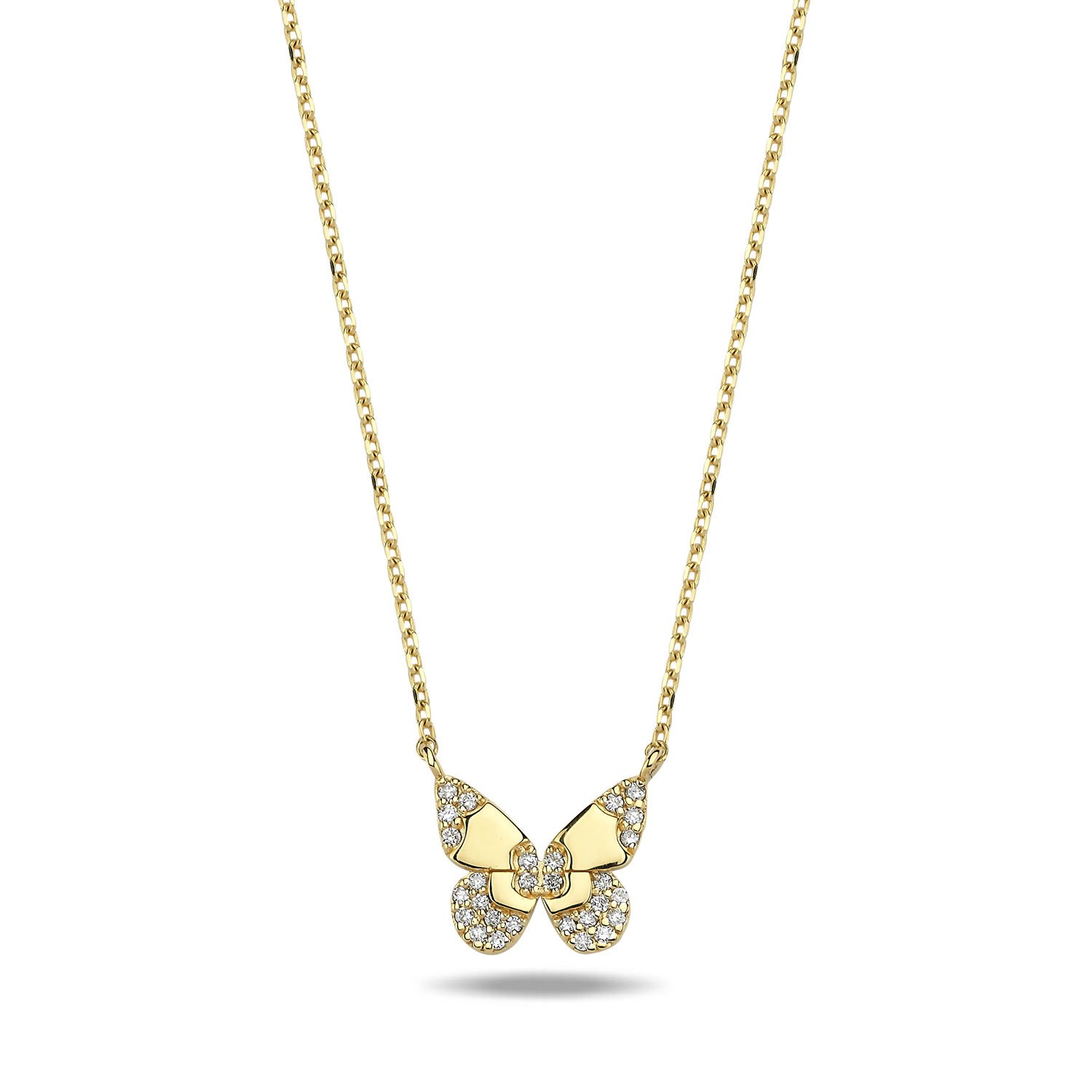 14K BUTTERFLY DIAMOND STONES NECKLACE 2