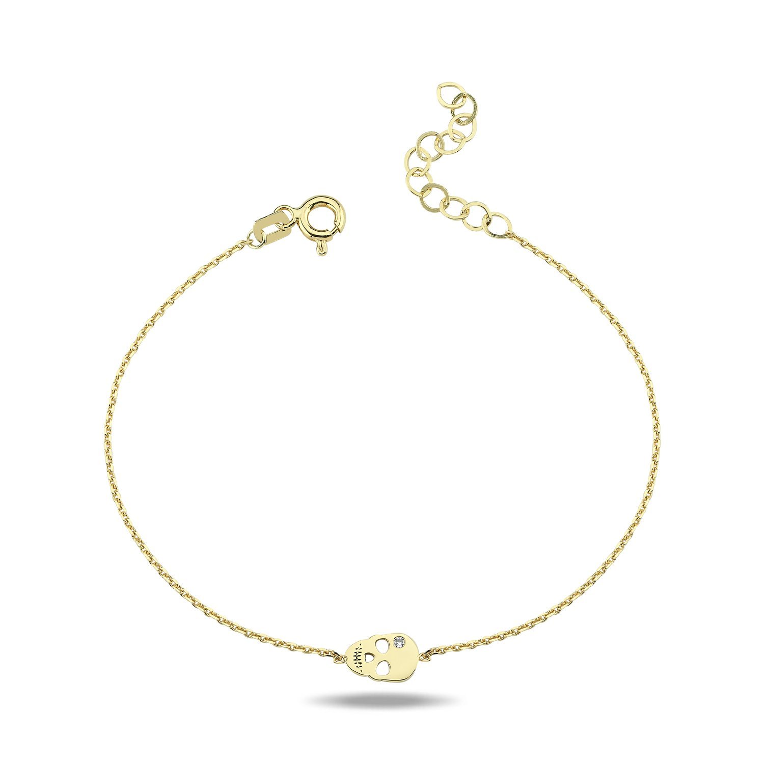 14K MINI SKULL DIAMOND STONE BRACELET