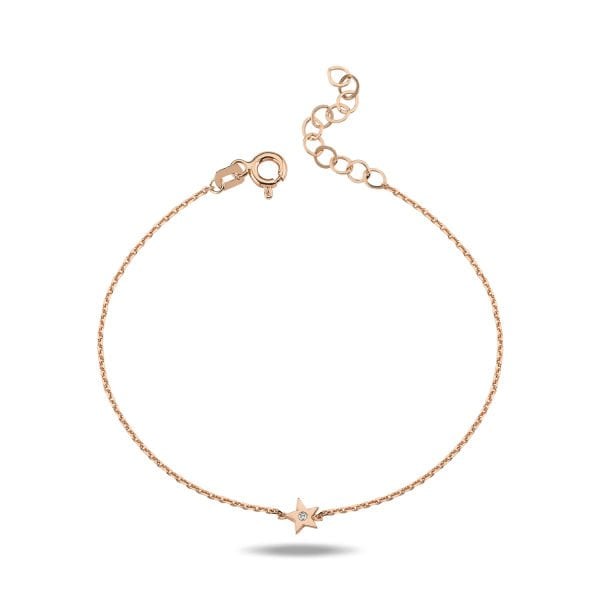 14K MINI STAR DIAMOND STONE NECKLACE