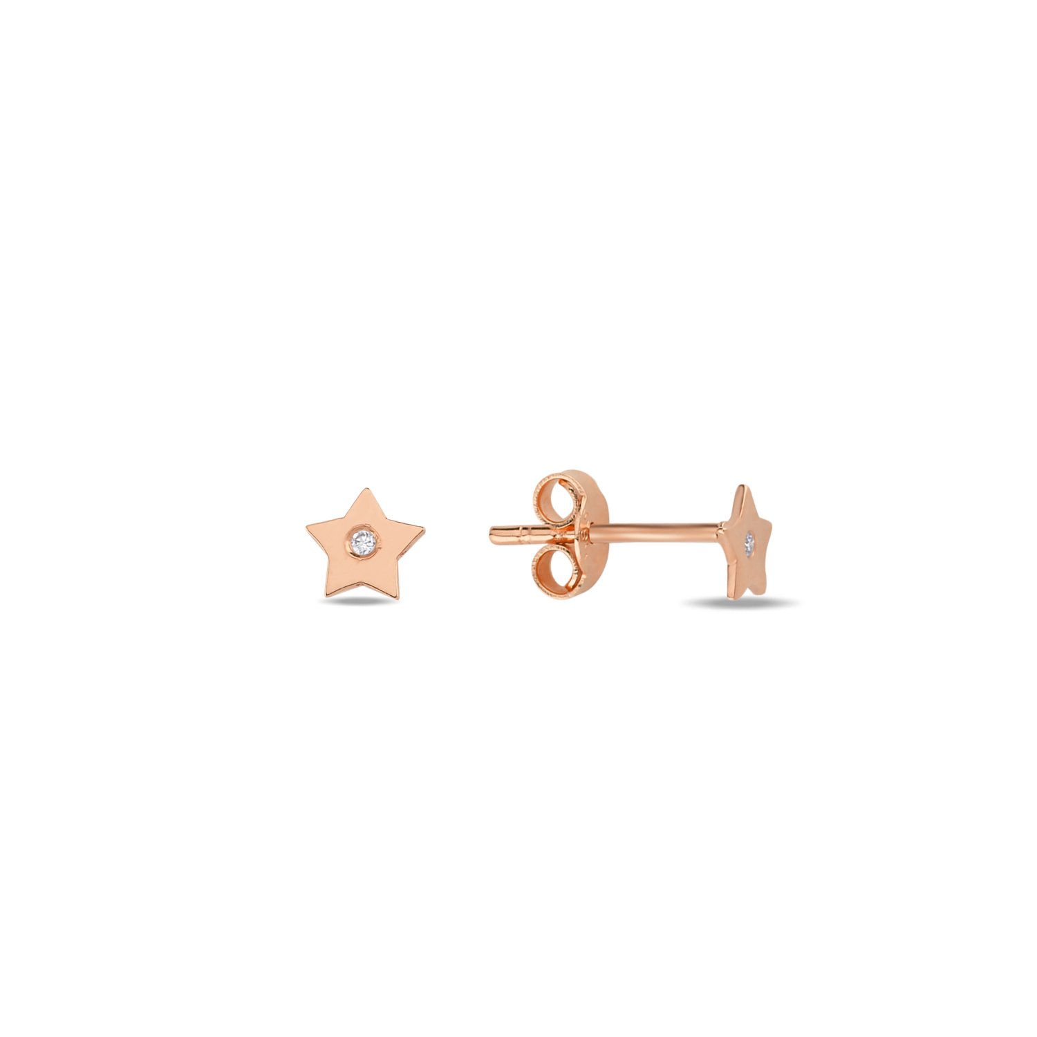 14K DIAMOND MINI STAR STUD EARRINGS 14K ROSE GOLD