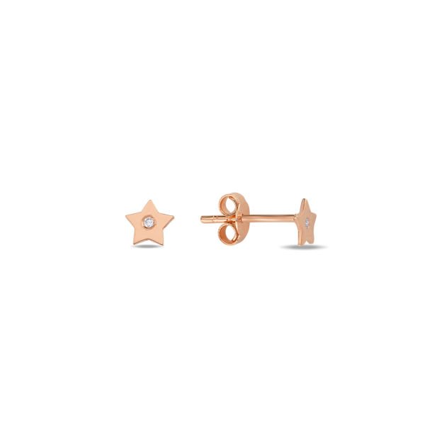 14K DIAMOND MINI STAR STUD EARRINGS 14K ROSE GOLD