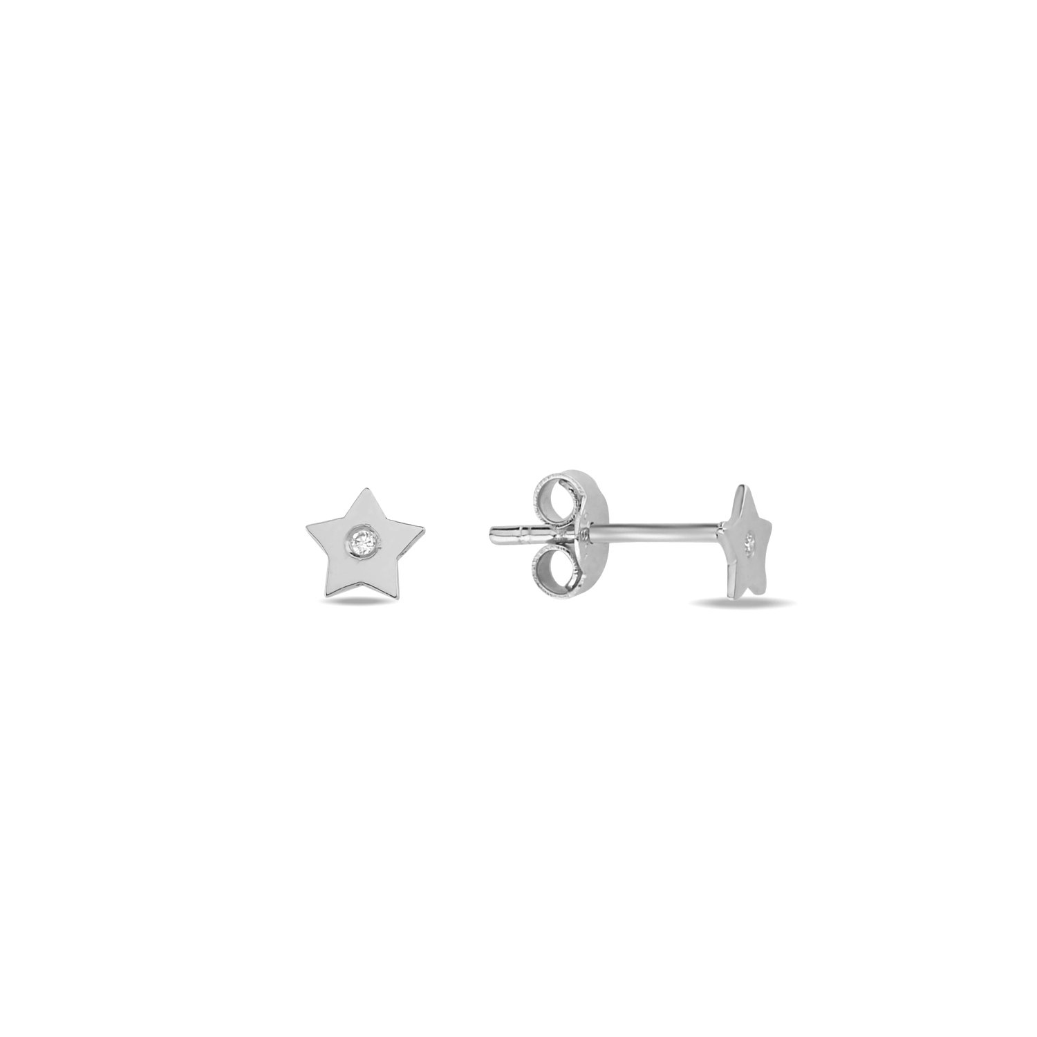 14K DIAMOND MINI STAR STUD EARRINGS 14K WHITE GOLD