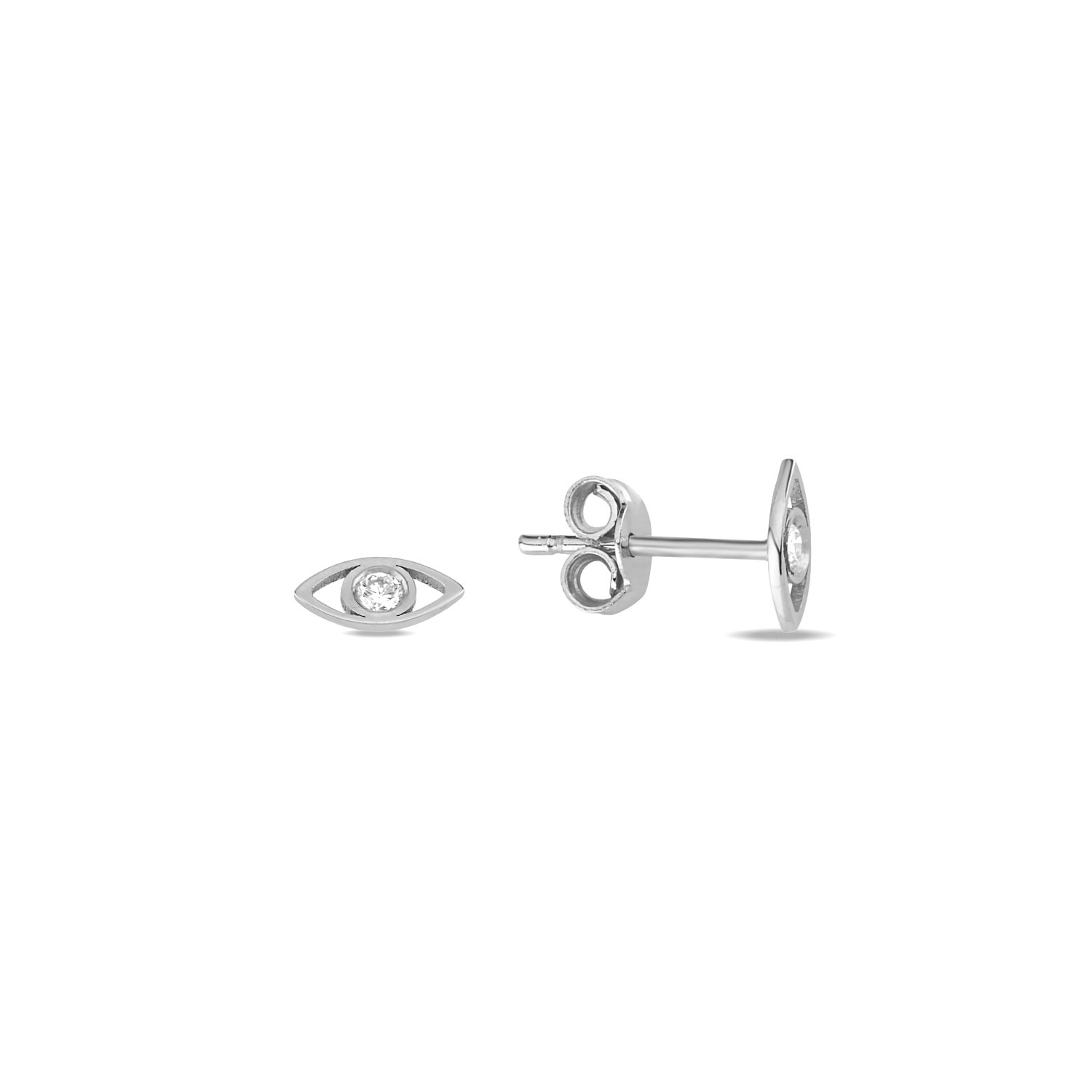 14K DIAMOND EVIL EYE STUD EARRINGS 14K WHITE GOLD