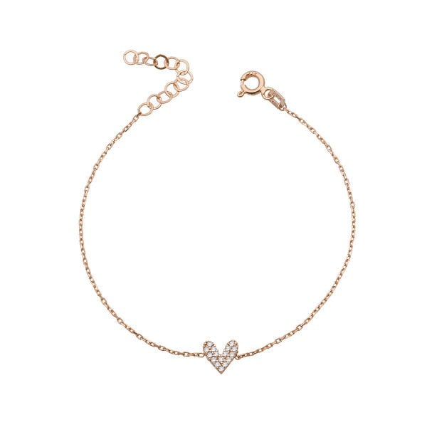 14K BACK SIDE DIAMOND STONES ENAMEL HEART BRACELET