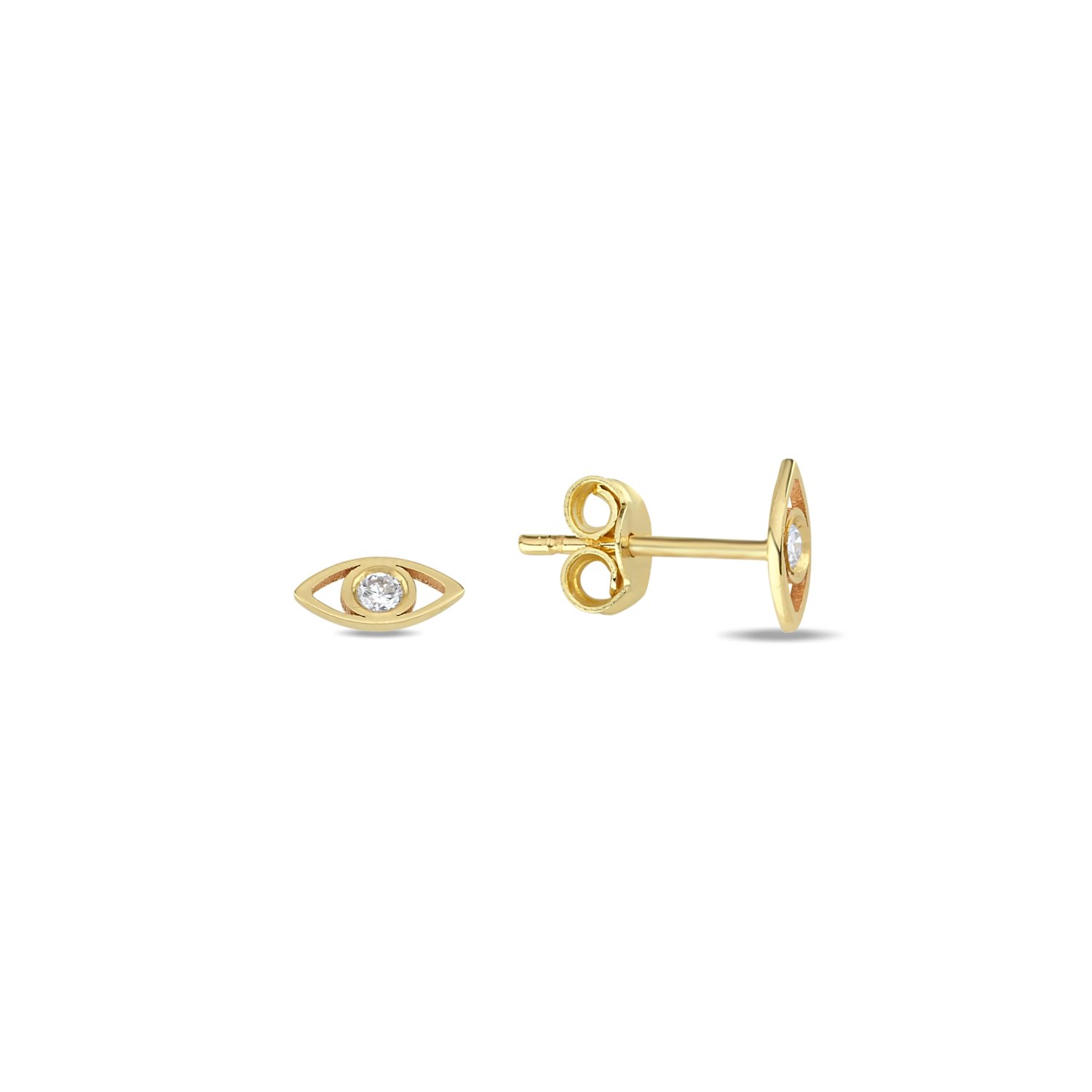 14K DIAMOND EVIL EYE STUD EARRINGS 14K YELLOW GOLD