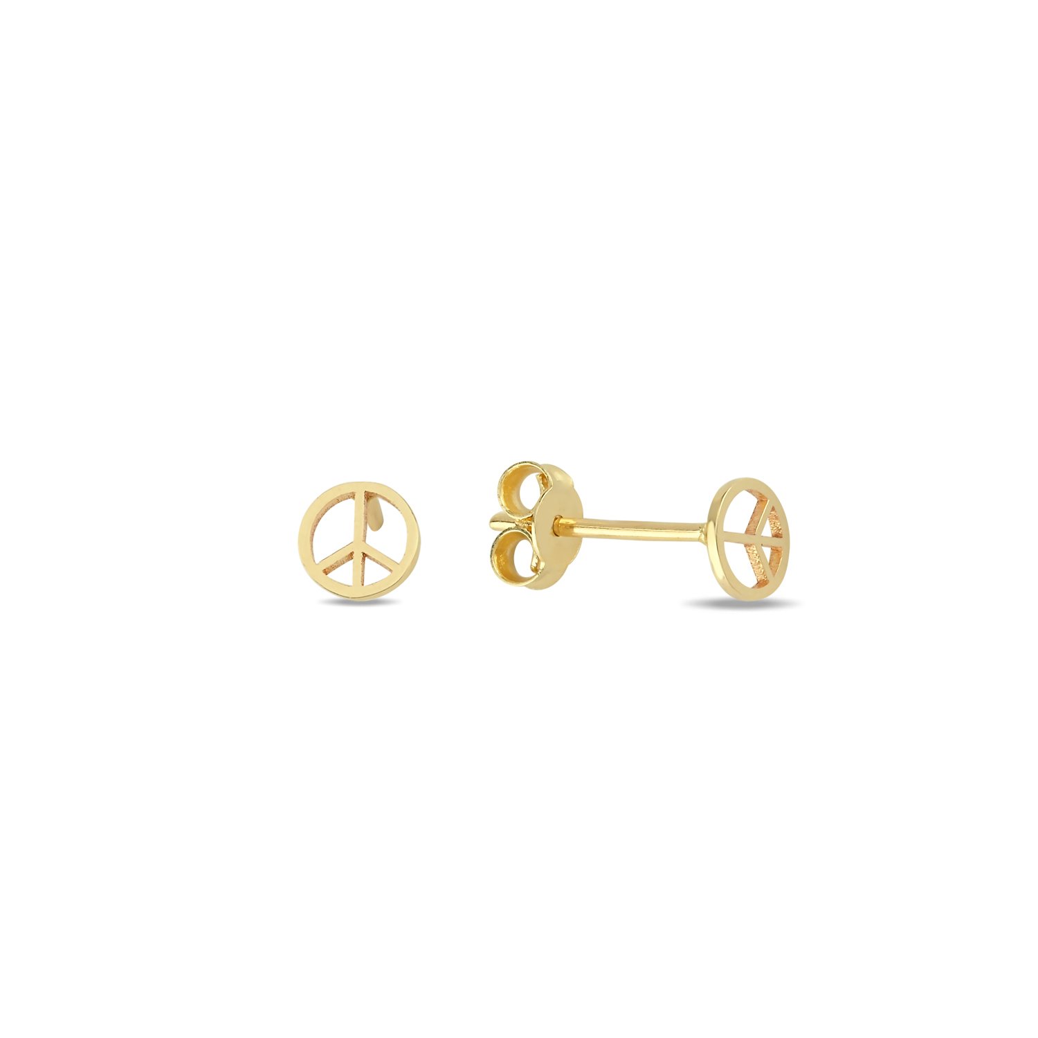 14K PEACE SIGN STUD EARRINGS 14K YELLOW GOLD
