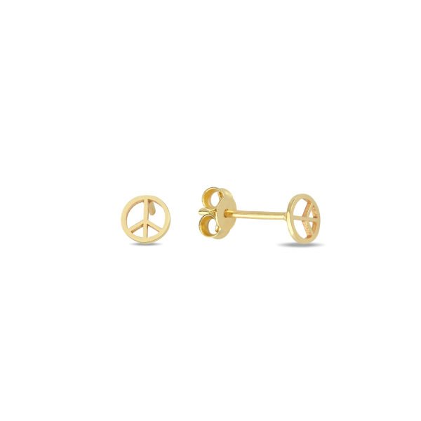 14K PEACE SIGN STUD EARRINGS 14K YELLOW GOLD