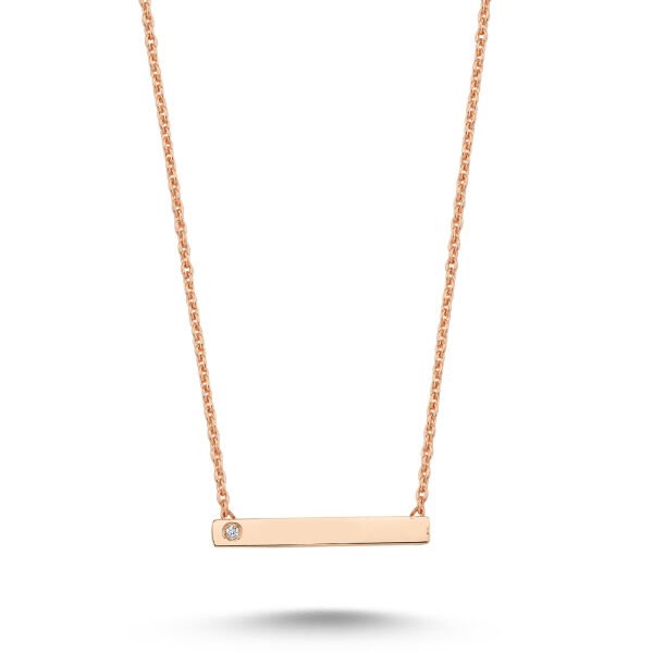 14K  BAR DIAMOND STONE NECKLACE