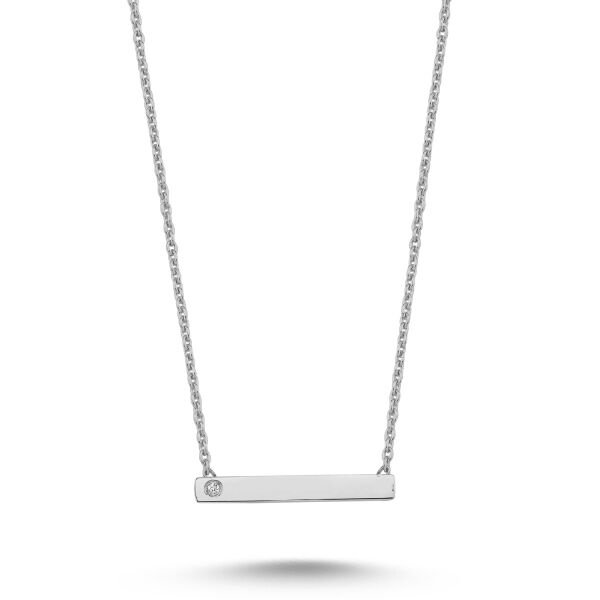 14K  BAR DIAMOND STONE NECKLACE