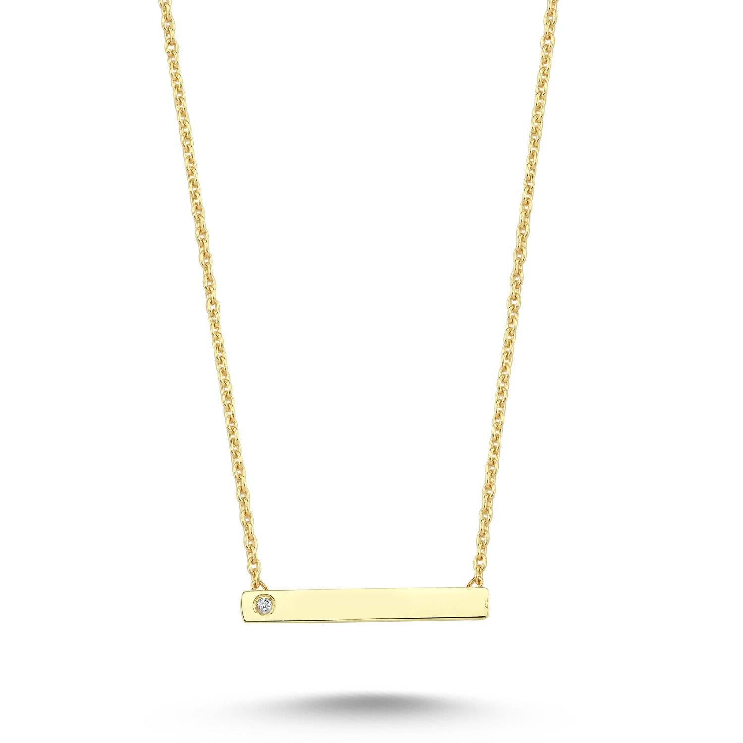 14K  BAR DIAMOND STONE NECKLACE