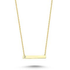 14K  BAR DIAMOND STONE NECKLACE