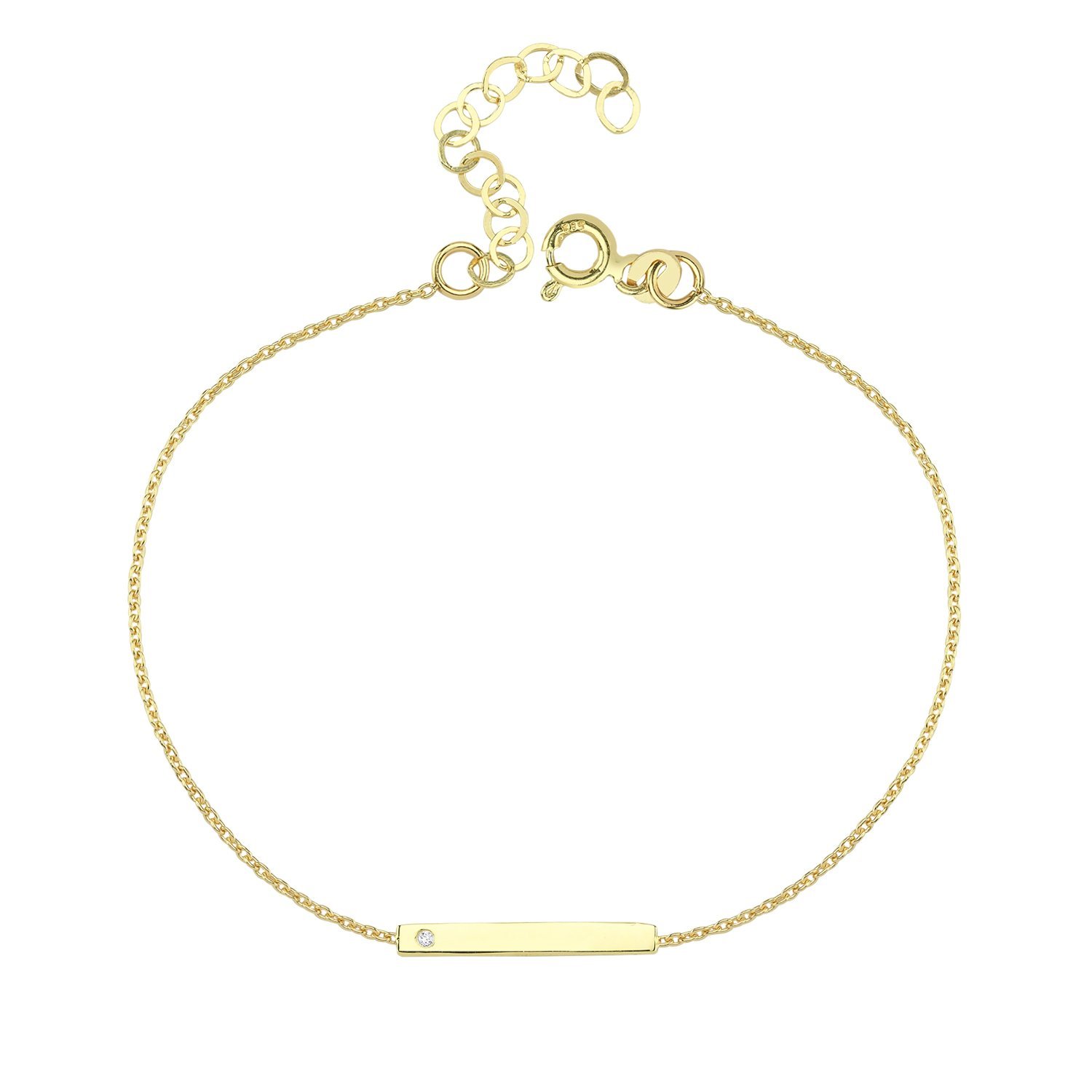 14K BAR DIAMOND STONE  BRACELET