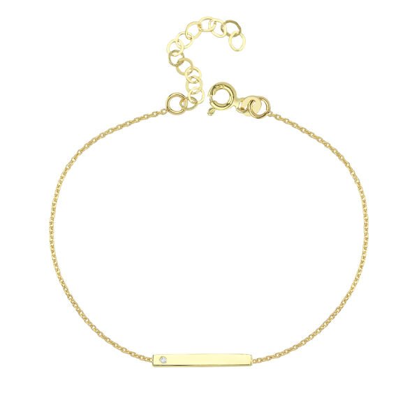 14K BAR DIAMOND STONE  BRACELET