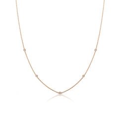 14K FIVE DIAMOND STONES CHOKER NECKLACE