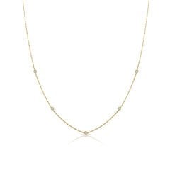14K FIVE DIAMOND STONES CHOKER NECKLACE