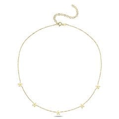 14K FIVE STAR DIAMOND STONE CHOKER NECKLACE