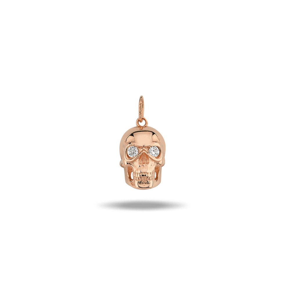 14K SKULL DIAMOND CHARM 14K ROSE GOLD