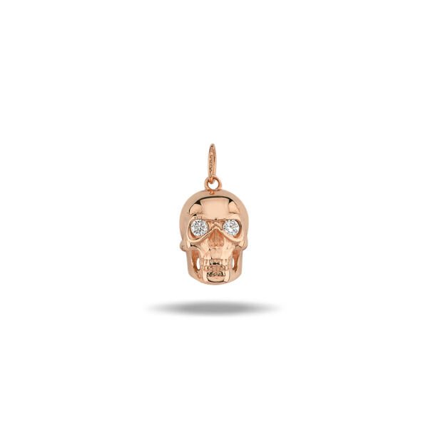 14K SKULL DIAMOND CHARM 14K ROSE GOLD