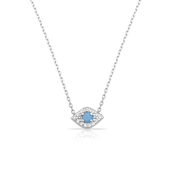 14K SHUTTLE EVIL EYE DIAMOND NECKLACE