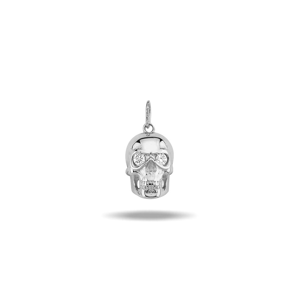 14K SKULL DIAMOND CHARM 14K WHITE GOLD