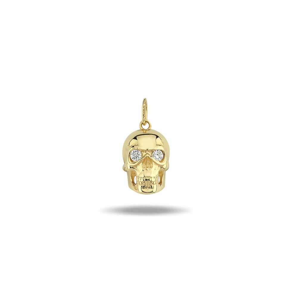 14K SKULL DIAMOND CHARM 14K YELLOW GOLD
