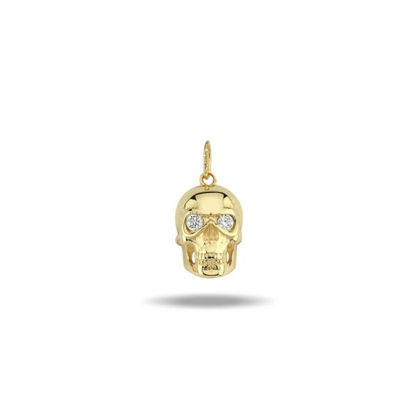 14K SKULL DIAMOND CHARM 14K YELLOW GOLD