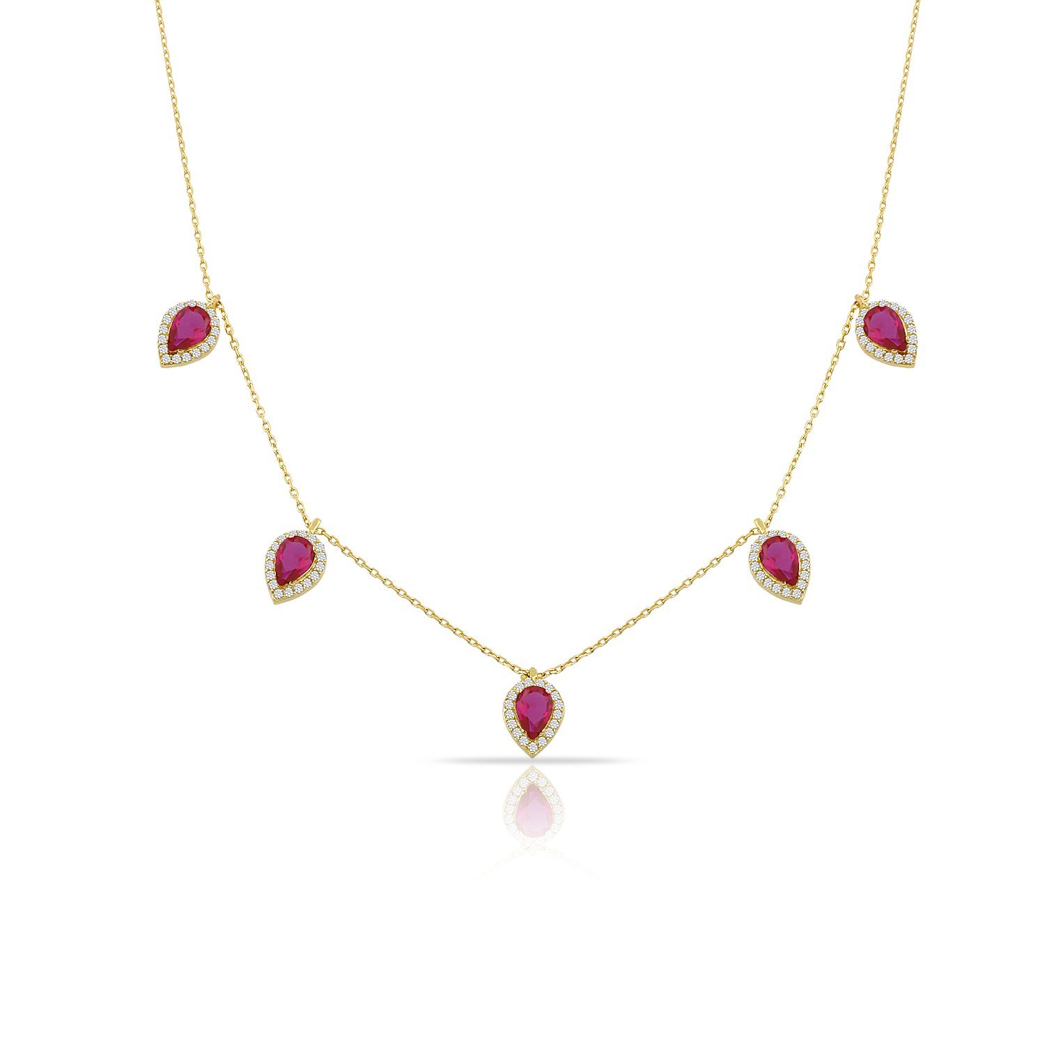 14K DROP ZIRCON STONE NECKLACE
