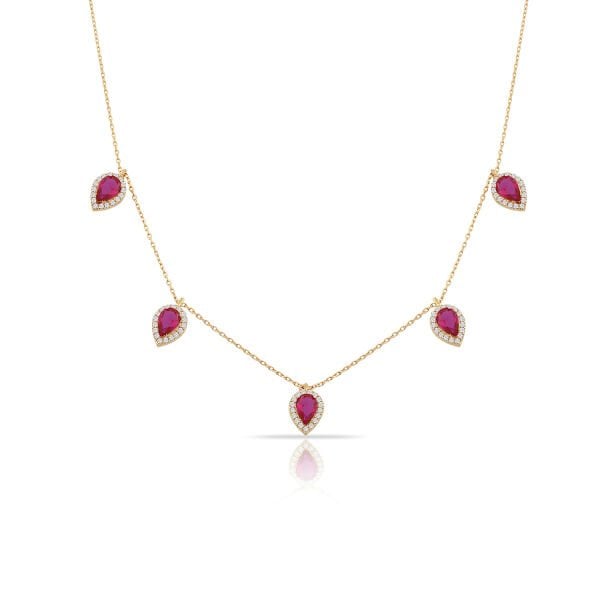 14K DROP ZIRCON STONE NECKLACE