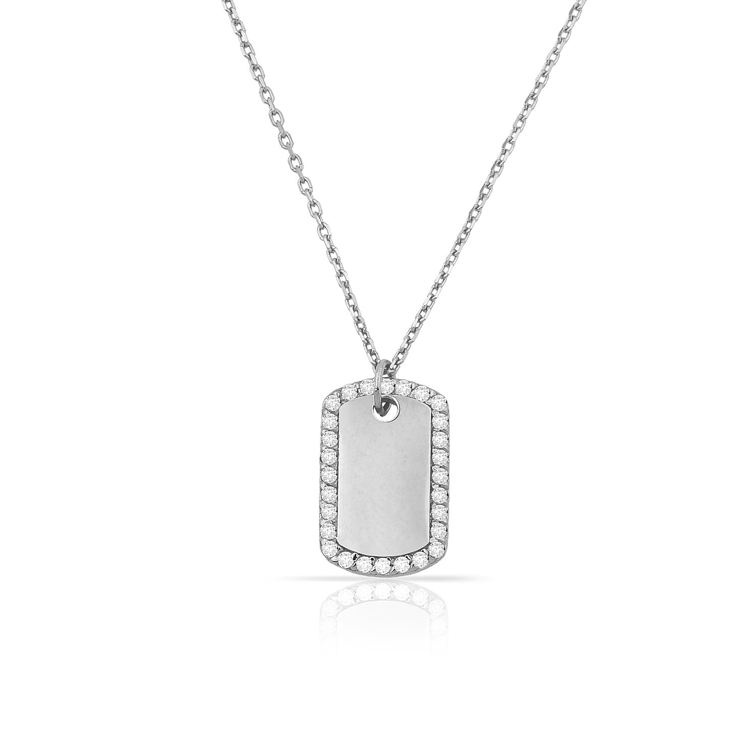 14K DIAMOND DOG TAG NECKLACE