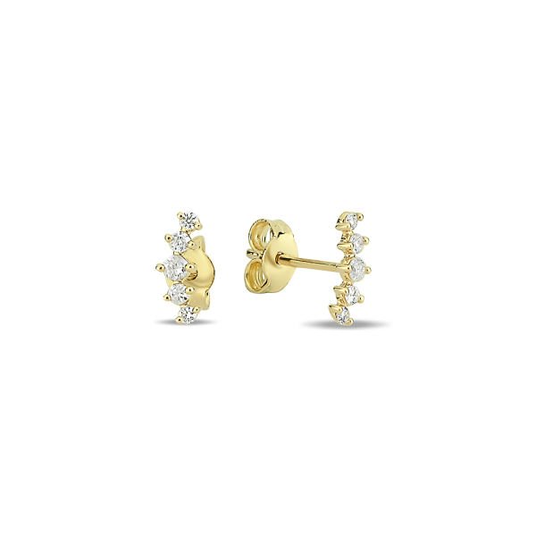 14K FIVE DIAMOND STONES IN STUD EARRINGS 14K YELLOW GOLD