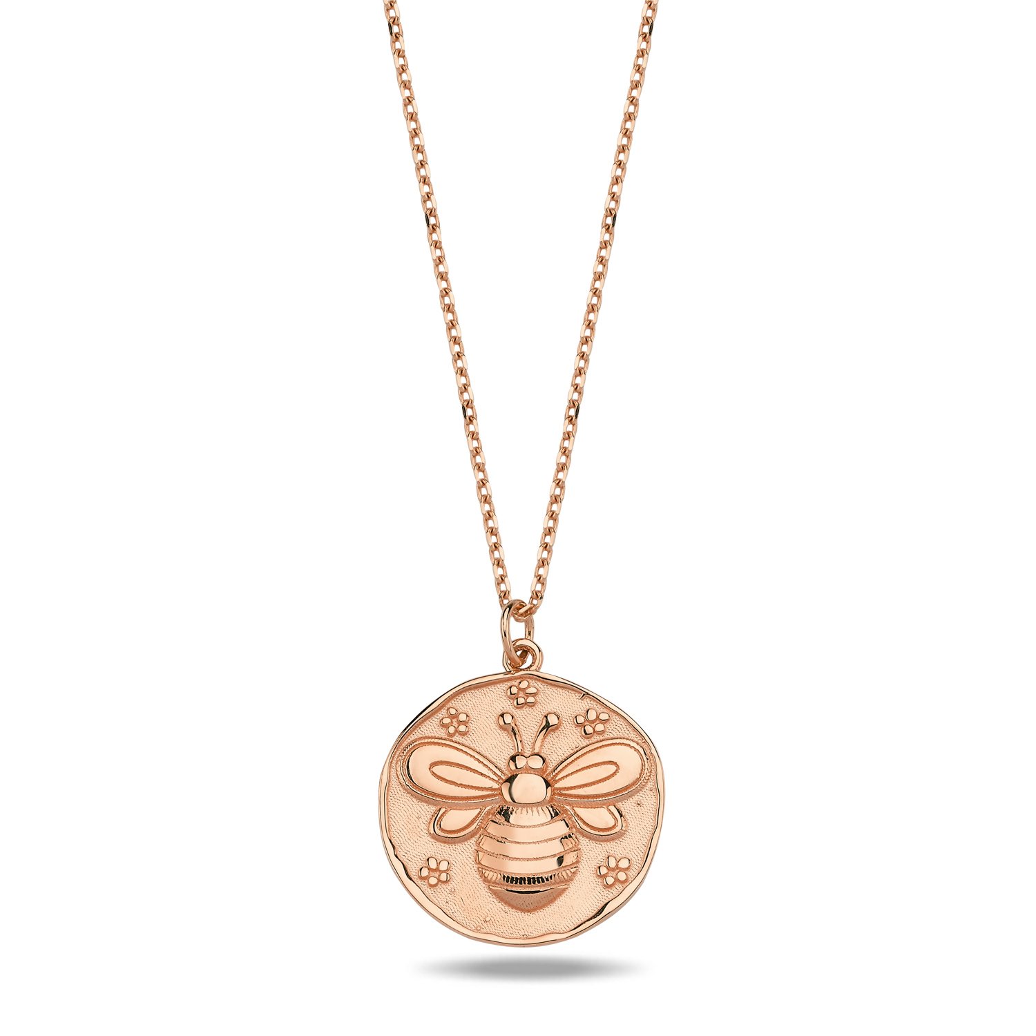 14K BEE COIN NECKLACE 14K ROSE GOLD