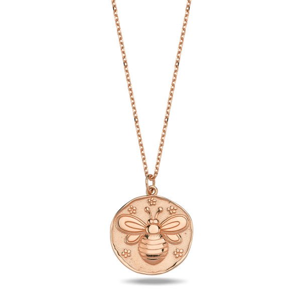 14K BEE COIN NECKLACE 14K ROSE GOLD