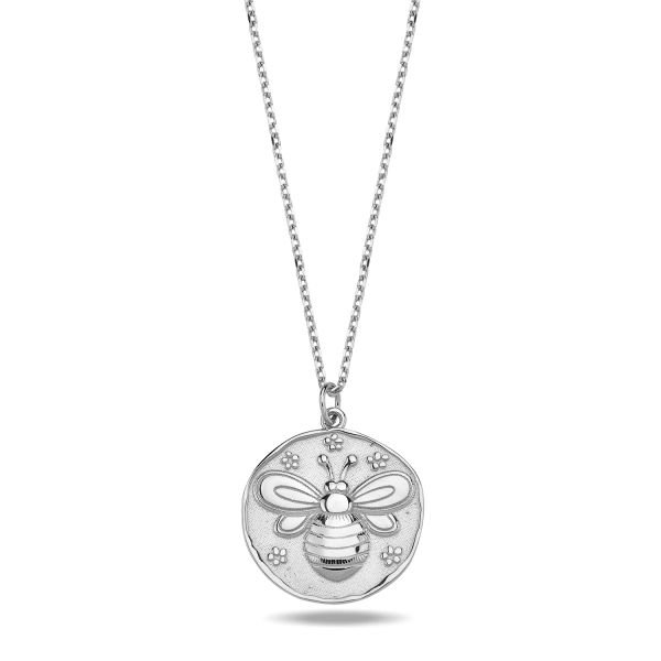 14K BEE COIN NECKLACE 14K WHITE GOLD