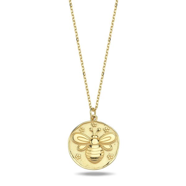 14K BEE COIN NECKLACE 14K YELLOW GOLD