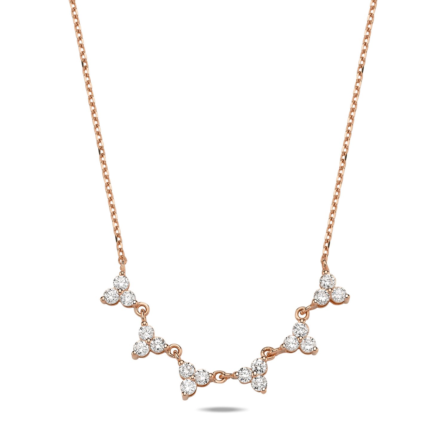 14K TRINITY DIAMOND NECKLACE 14K ROSE GOLD