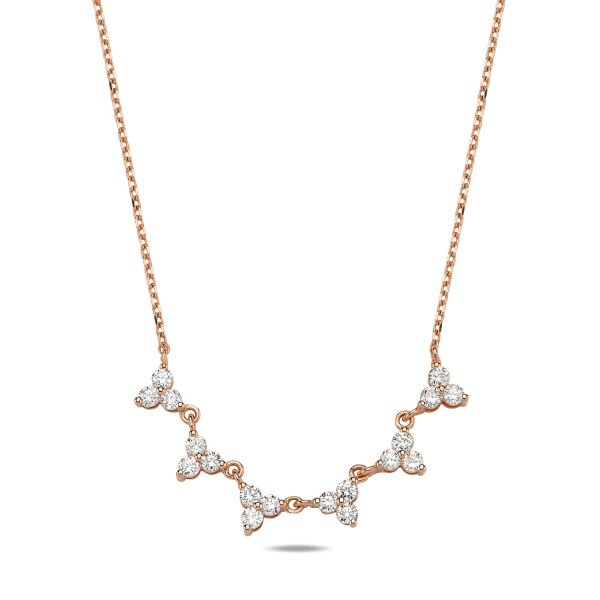 14K TRINITY DIAMOND NECKLACE 14K ROSE GOLD