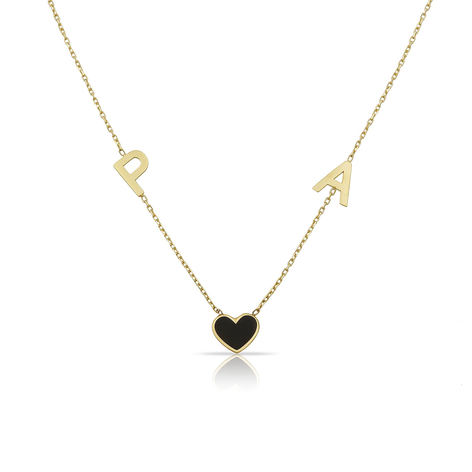 14K DOUBLE INITIAL WITH ENAMEL HEART NECKLACE