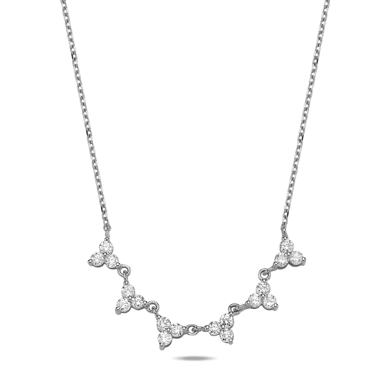14K TRINITY DIAMOND NECKLACE 14K WHITE GOLD