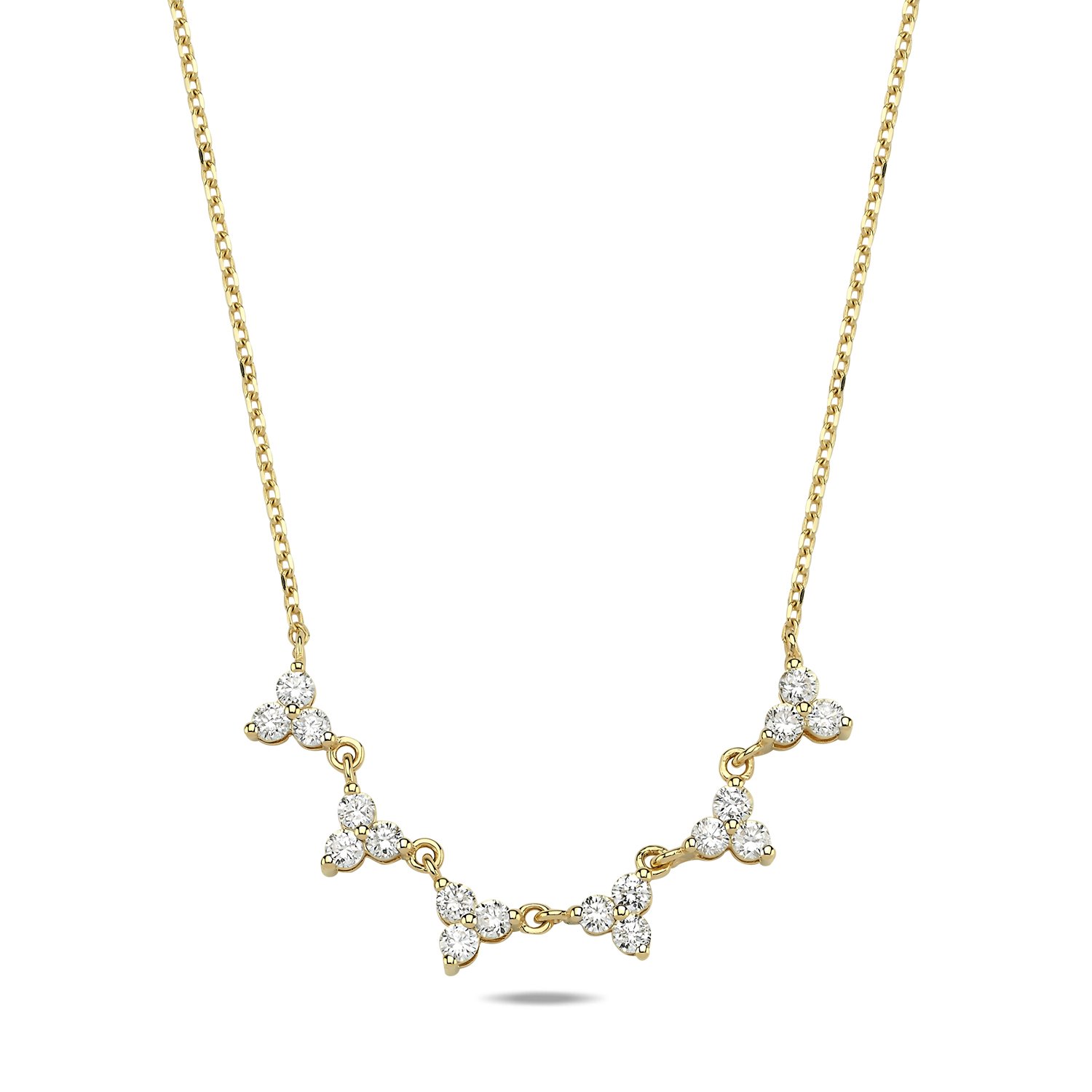 14K TRINITY DIAMOND NECKLACE 14K YELLOW GOLD
