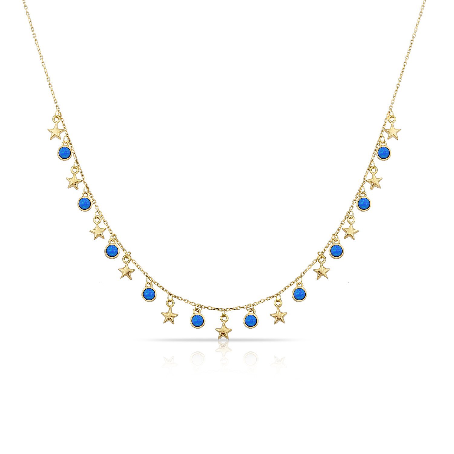 14K MINI STAR WITH OPAL CHARM NECKLACE