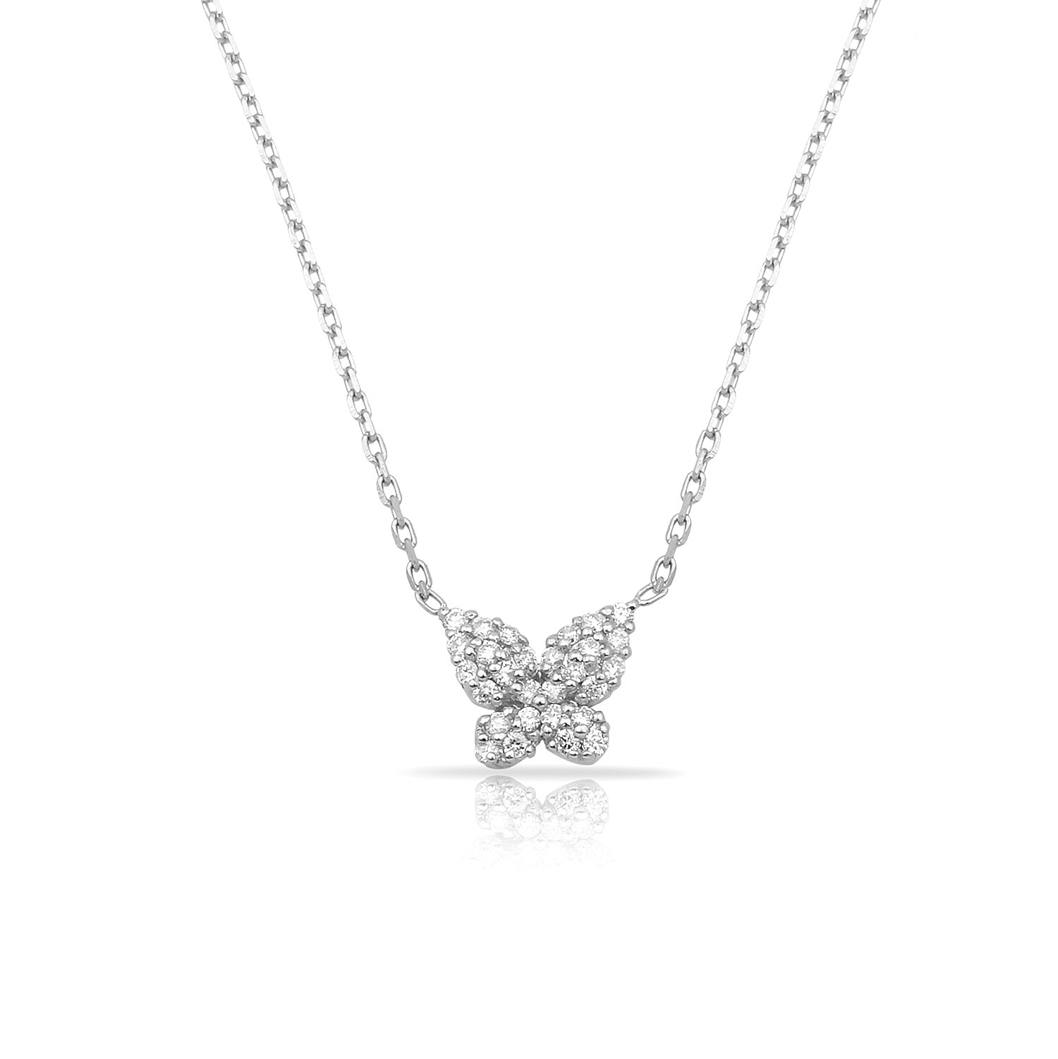 14K BUTTERFLY DIAMOND NECKLACE 14K WHITE GOLD