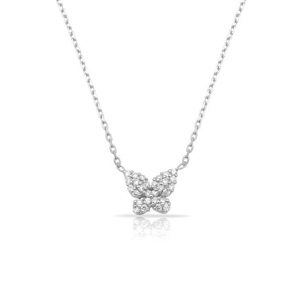 14K BUTTERFLY DIAMOND NECKLACE 14K WHITE GOLD