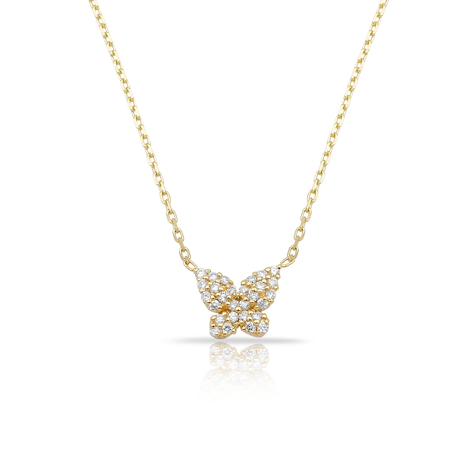 14K BUTTERFLY DIAMOND NECKLACE 14K YELLOW GOLD