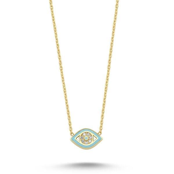 14K ENAMEL EVIL EYE DIAMOND NECKLACE