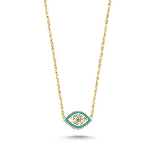 14K ENAMEL EVIL EYE DIAMOND NECKLACE