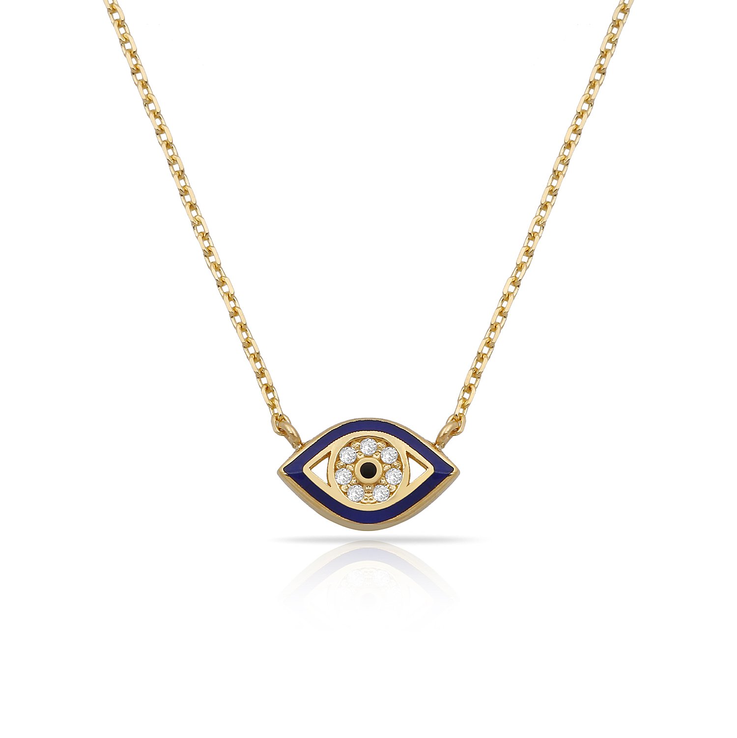14K ENAMEL EVIL EYE DIAMOND NECKLACE