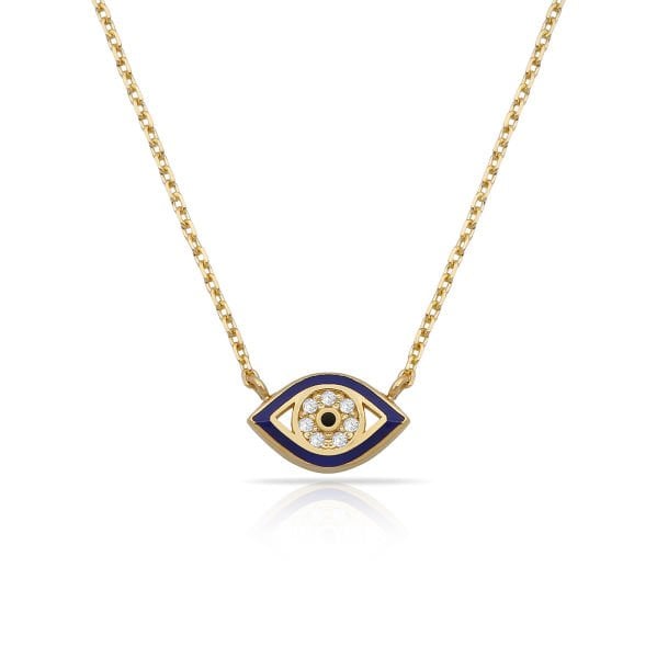 14K ENAMEL EVIL EYE DIAMOND NECKLACE
