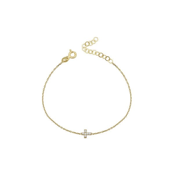 14K DIAMOND CROSS BRACELET