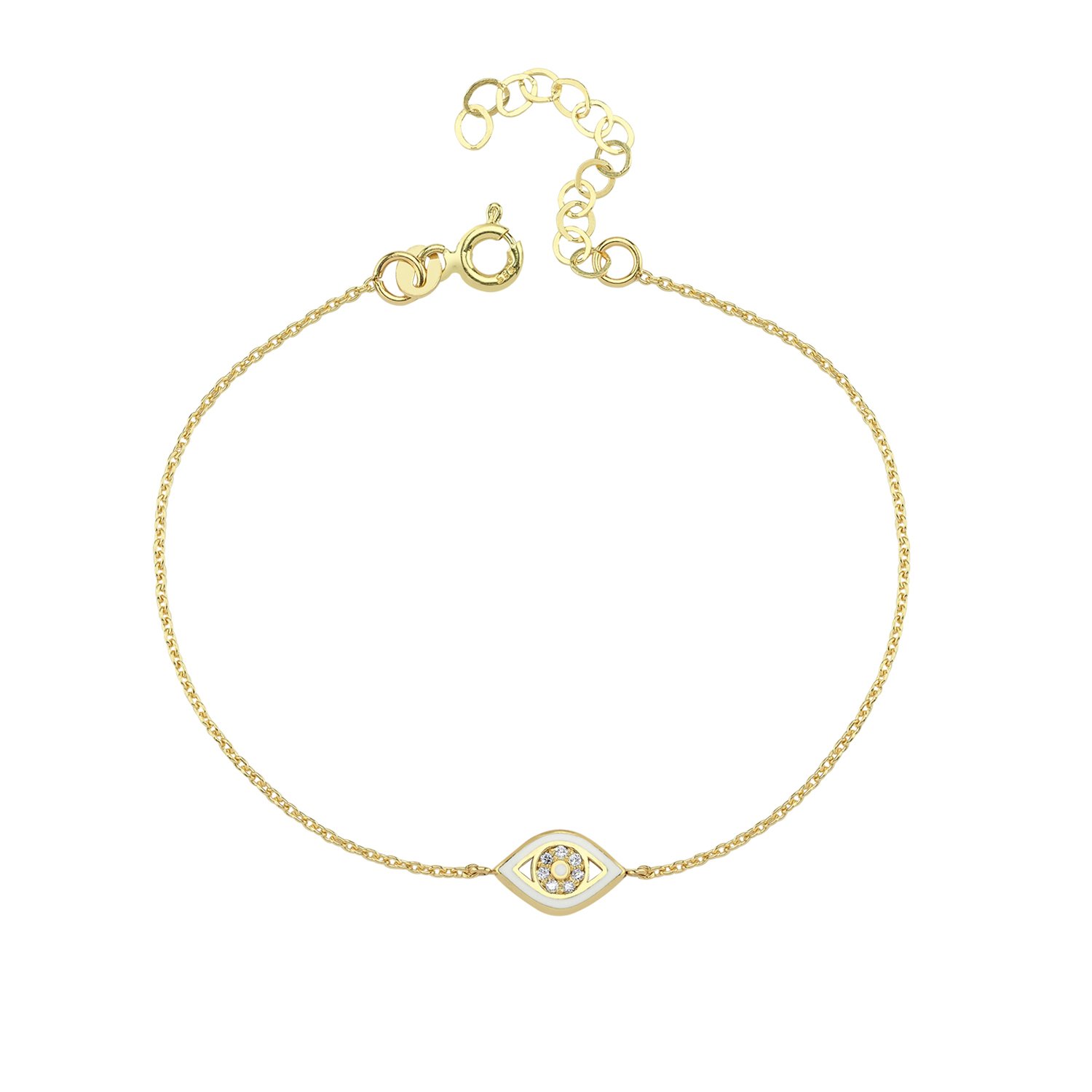 14K ENAMEL EVIL EYE DIAMOND BRACELET