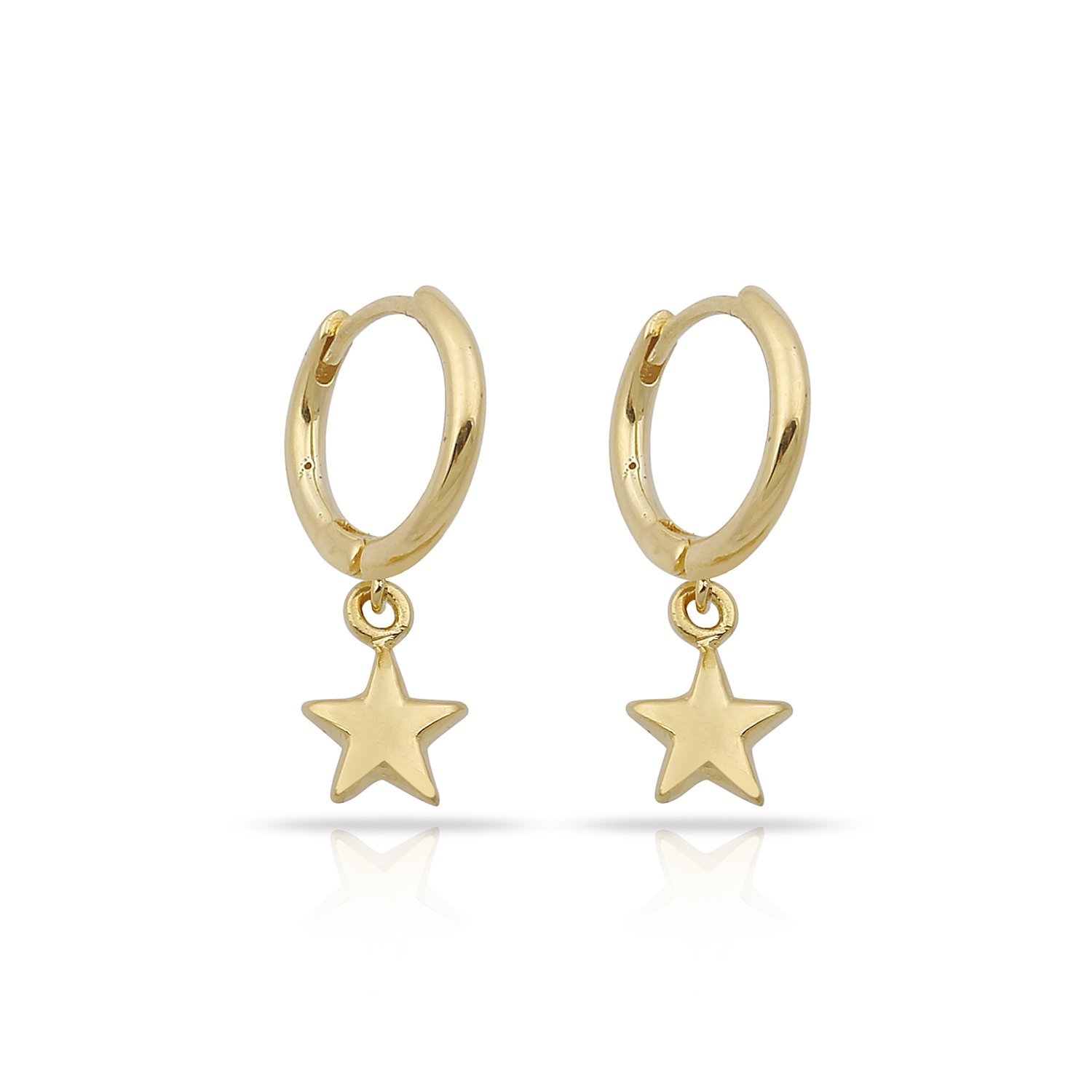 14K STAR IN HUGGIE EARRINGS